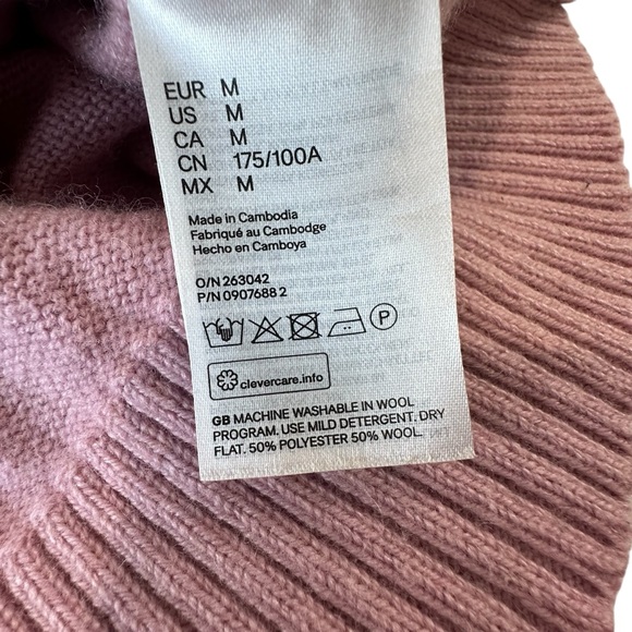 H&M‎ Wool Blend Oversized Pink Crewneck Pullover Fisherman Sweater, M - Picture 8 of 10